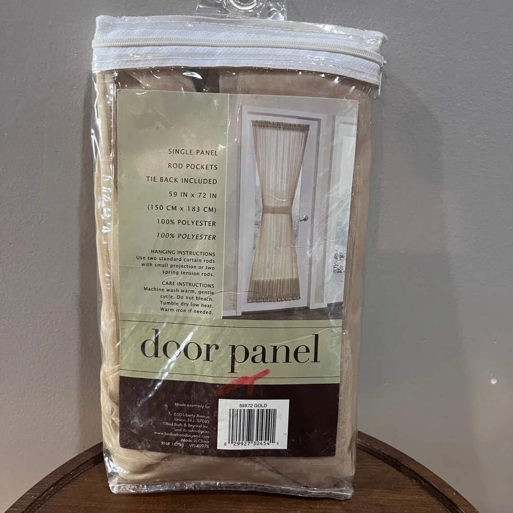 Bed Bath & Beyond Alyssa Gold Solid Voile Door Panel 59x72 Sheer Curtain NIP